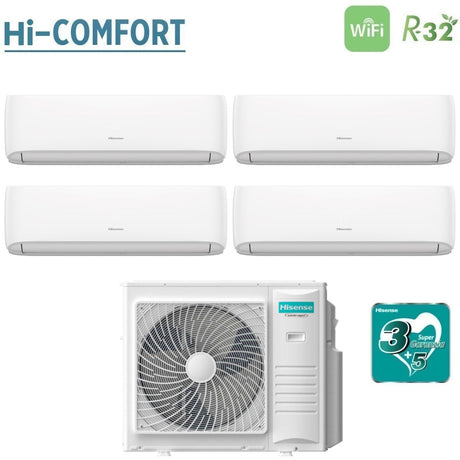 climatizzatore condizionatore hisense quadri split inverter serie hi comfort 7_9_18_18 con 4amw105u4raa r 32 wi fi integrato 7000_9000_18000_18000 novita