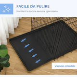 easycomfort easycomfort gabbia trasportino in acciaio per animali pieghevole nero 122x77x82cm