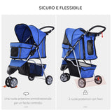 easycomfort easycomfort passeggino per cani carrello per animali domestici blu 75 x 45 x 97cm