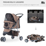 easycomfort passeggino per cani carrello per animali domestici caffe 75 x 45 x 97cm