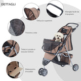 easycomfort passeggino per cani carrello per animali domestici caffe 75 x 45 x 97cm