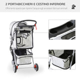 easycomfort easycomfort passeggino per cani carrello per animali domestici grigio 75 x 45 x 97cm