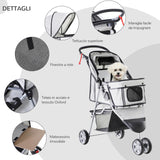 easycomfort easycomfort passeggino per cani carrello per animali domestici grigio 75 x 45 x 97cm