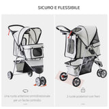 easycomfort easycomfort passeggino per cani carrello per animali domestici grigio 75 x 45 x 97cm