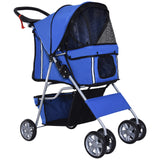 easycomfort easycomfort passeggino per cani pieghevole in tessuto con cestino e portabicchieri 75x45x97 cm blu