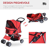 easycomfort easycomfort passeggino per cani pieghevole carrello per animali domestici rosso 75 x 45 x 97cm