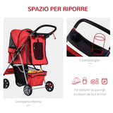 easycomfort easycomfort passeggino per cani pieghevole carrello per animali domestici rosso 75 x 45 x 97cm