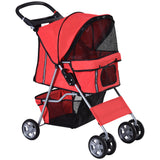 easycomfort easycomfort passeggino per cani pieghevole carrello per animali domestici rosso 75 x 45 x 97cm