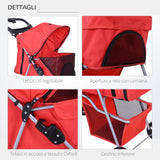 easycomfort easycomfort passeggino per animali domestici pieghevole rosso 75 x 46 x 94 cm