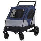 easycomfort passeggino per cani fino a 30kg pieghevole con manubrio regolabile grigio e blu