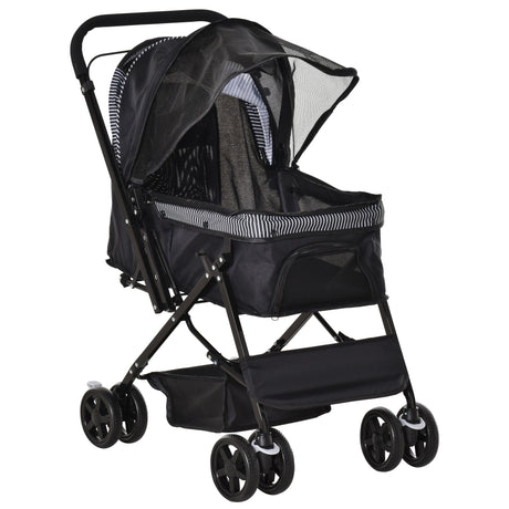 easycomfort passeggino per cani piccoli pieghevole con maniglione girevole ruote in eva e cestino portaoggetti nero