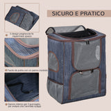 easycomfort zaino trasportino per cani e gatti in oxford cuscino rimovibile e lavabile con rete traspirante 35x28.5x45cm blu