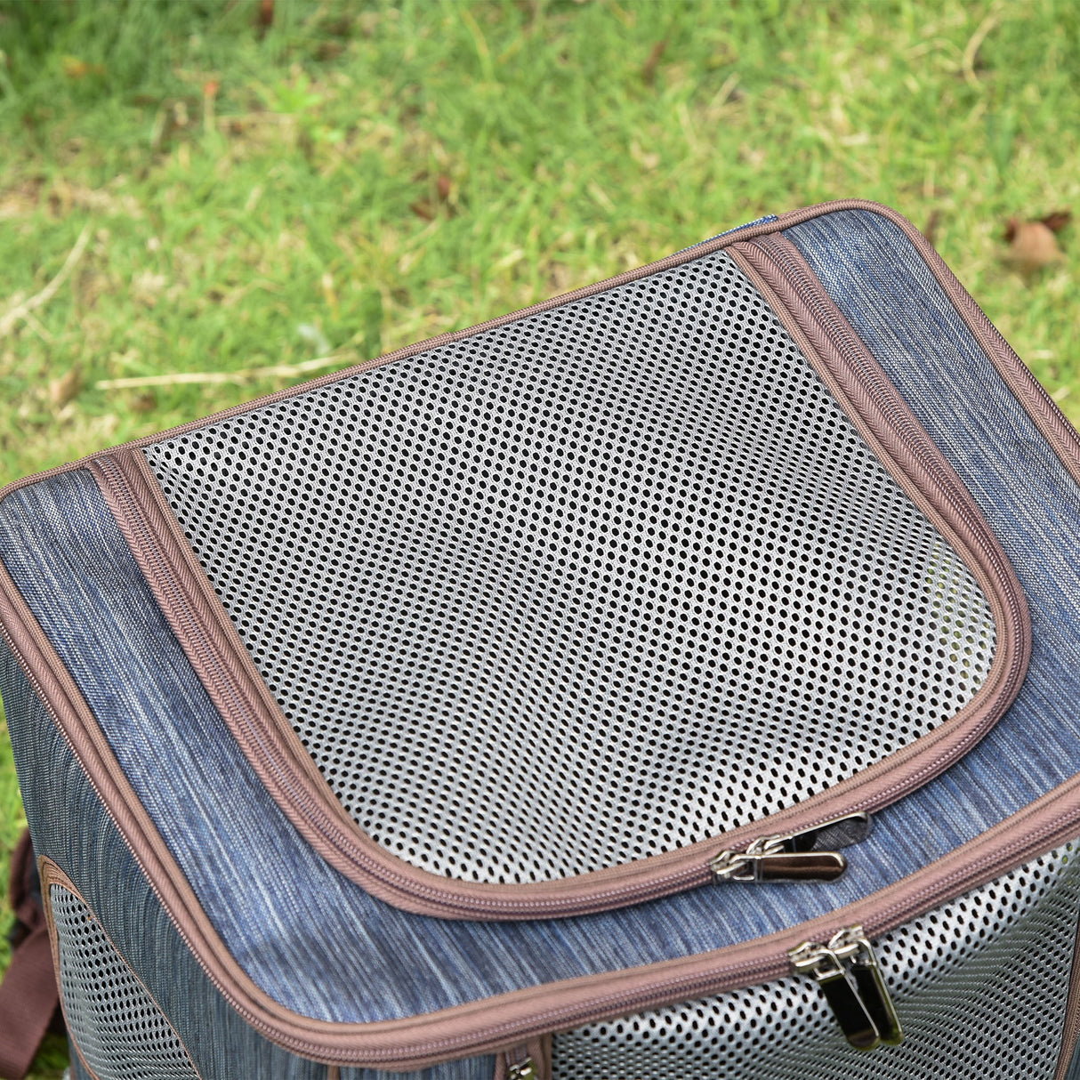 easycomfort zaino trasportino per cani e gatti in oxford cuscino rimovibile e lavabile con rete traspirante 35x28.5x45cm blu