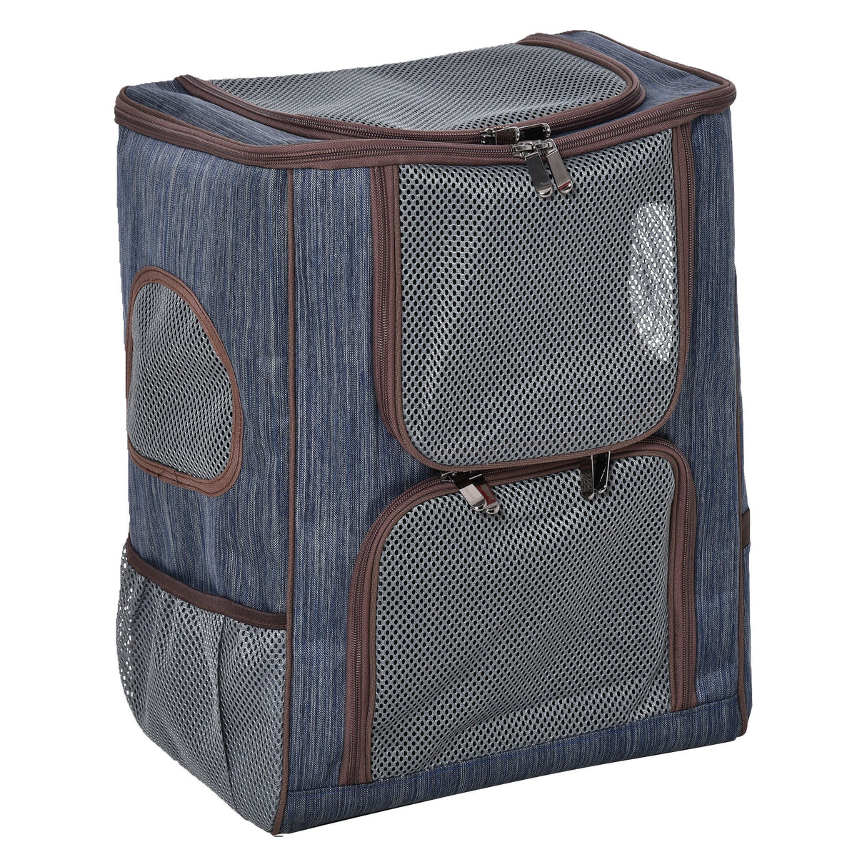easycomfort zaino trasportino per cani e gatti in oxford cuscino rimovibile e lavabile con rete traspirante 35x28.5x45cm blu