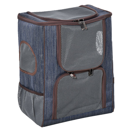 easycomfort zaino trasportino per cani e gatti in oxford cuscino rimovibile e lavabile con rete traspirante 35x28.5x45cm blu
