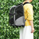 easycomfort trasportino zaino per cani e gatti con tasche laterali maniglia telescopica e ruote 42x25x55cm grigio