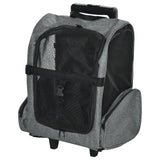 easycomfort trasportino zaino per cani e gatti con tasche laterali maniglia telescopica e ruote 42x25x55cm grigio