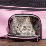 easycomfort borsa trasportino per cani e gatti con 2 porte a cerniera 50x35x36cm rosa