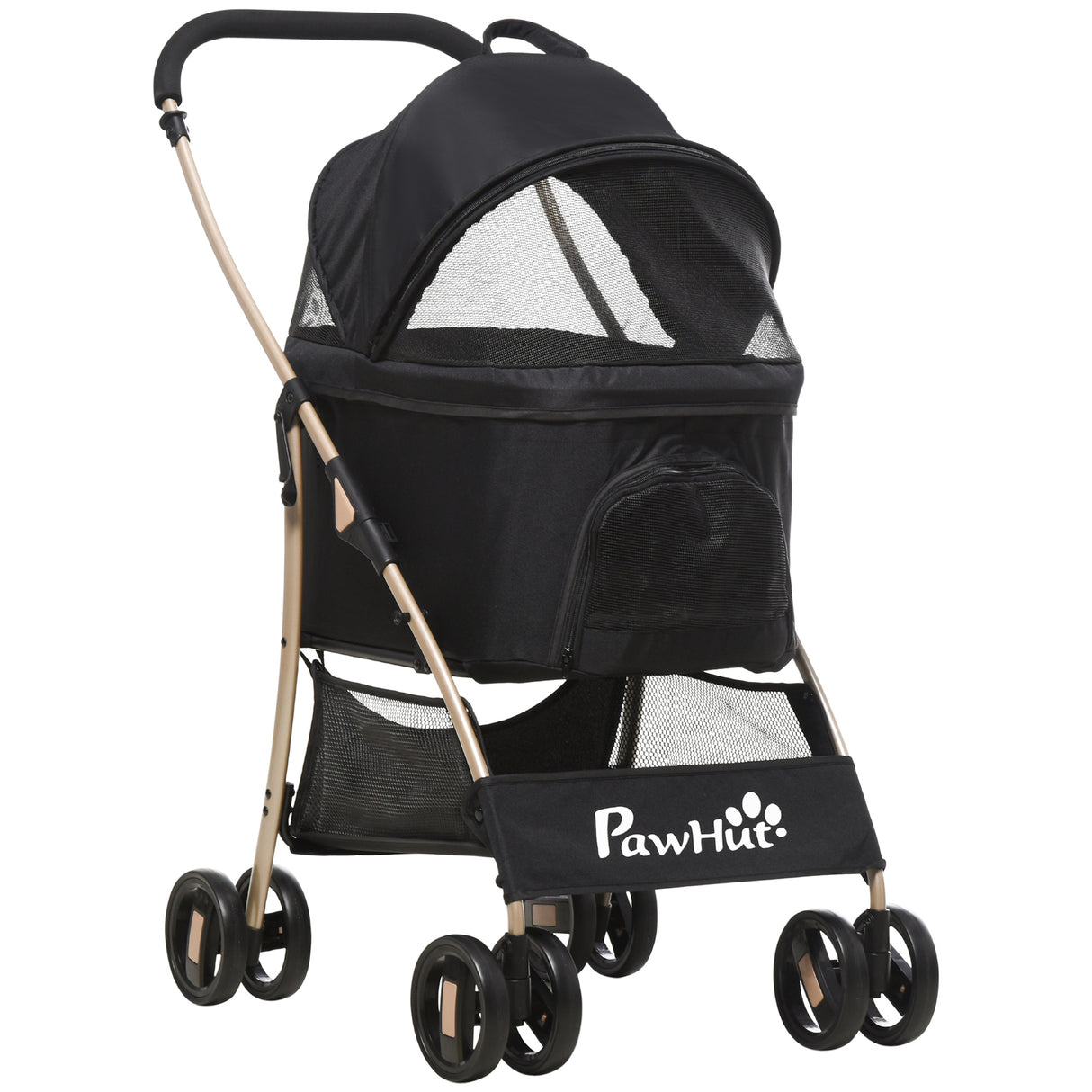 easycomfort passeggino per cani pieghevole con trasportino rimovibile e tettuccio 82x49.5x98cm nero