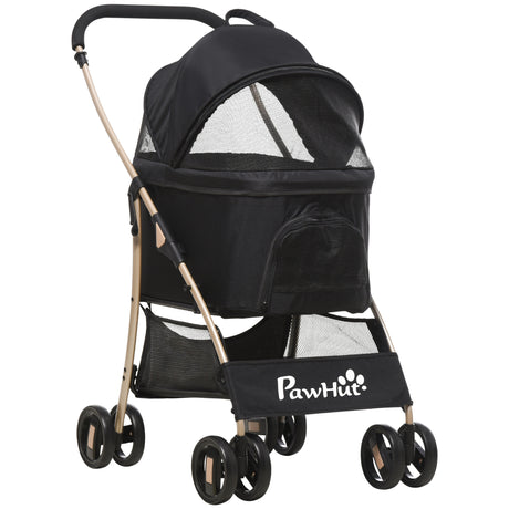 easycomfort passeggino per cani pieghevole con trasportino rimovibile e tettuccio 82x49.5x98cm nero
