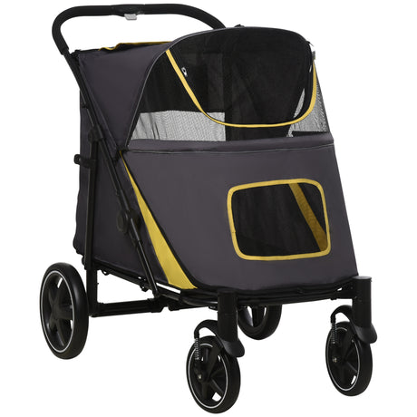 easycomfort passeggino pieghevole per cani di taglia media con ingressi a cerniera e finestre a rete 112x65x100 cm