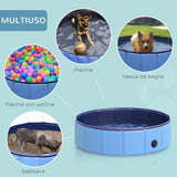 easycomfort easycomfort piscina per cani animali domestici portatile pieghevole in pvc blu o80x20cm