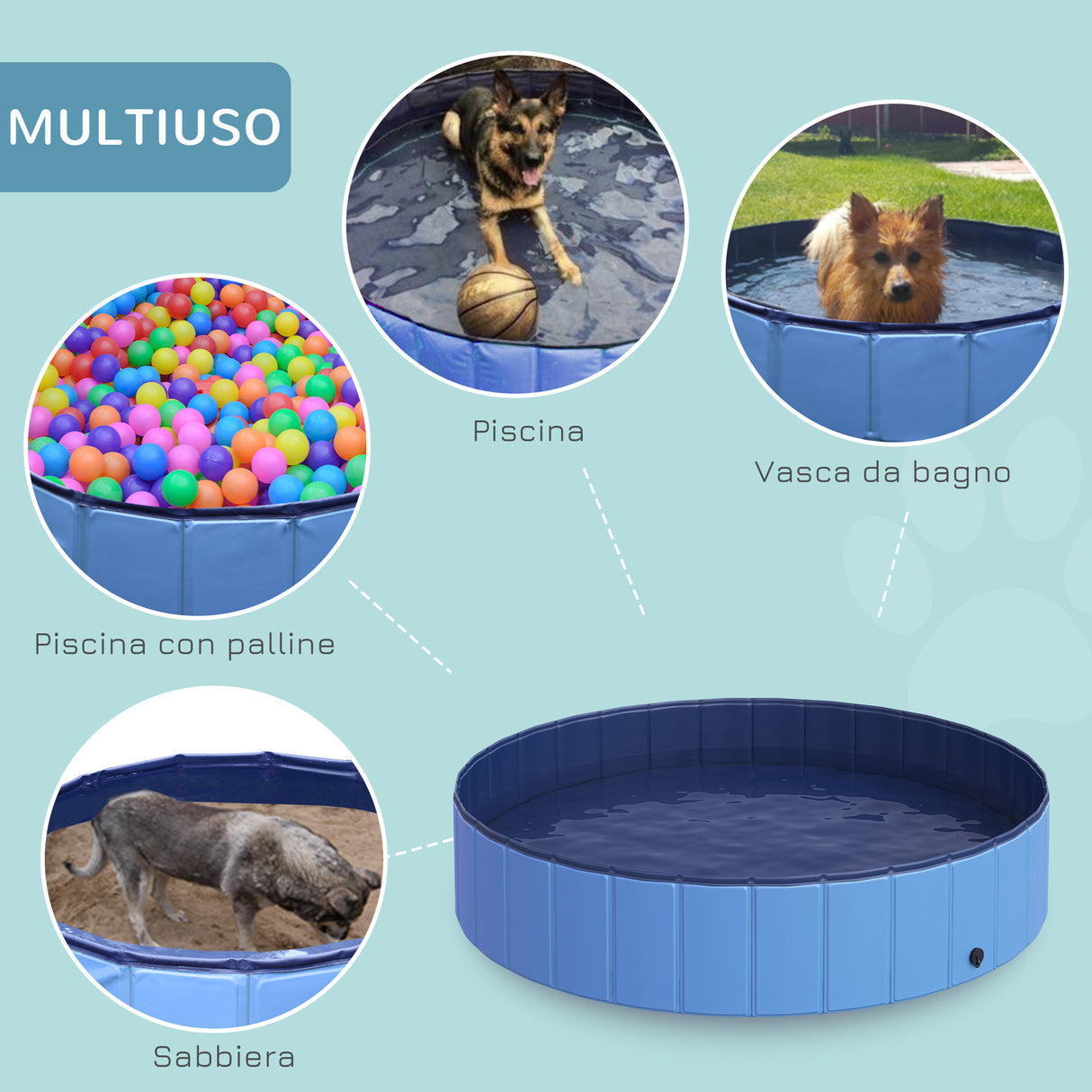 easycomfort easycomfort piscina pieghevole per cani in pvc azzurro 140x30cm oxh