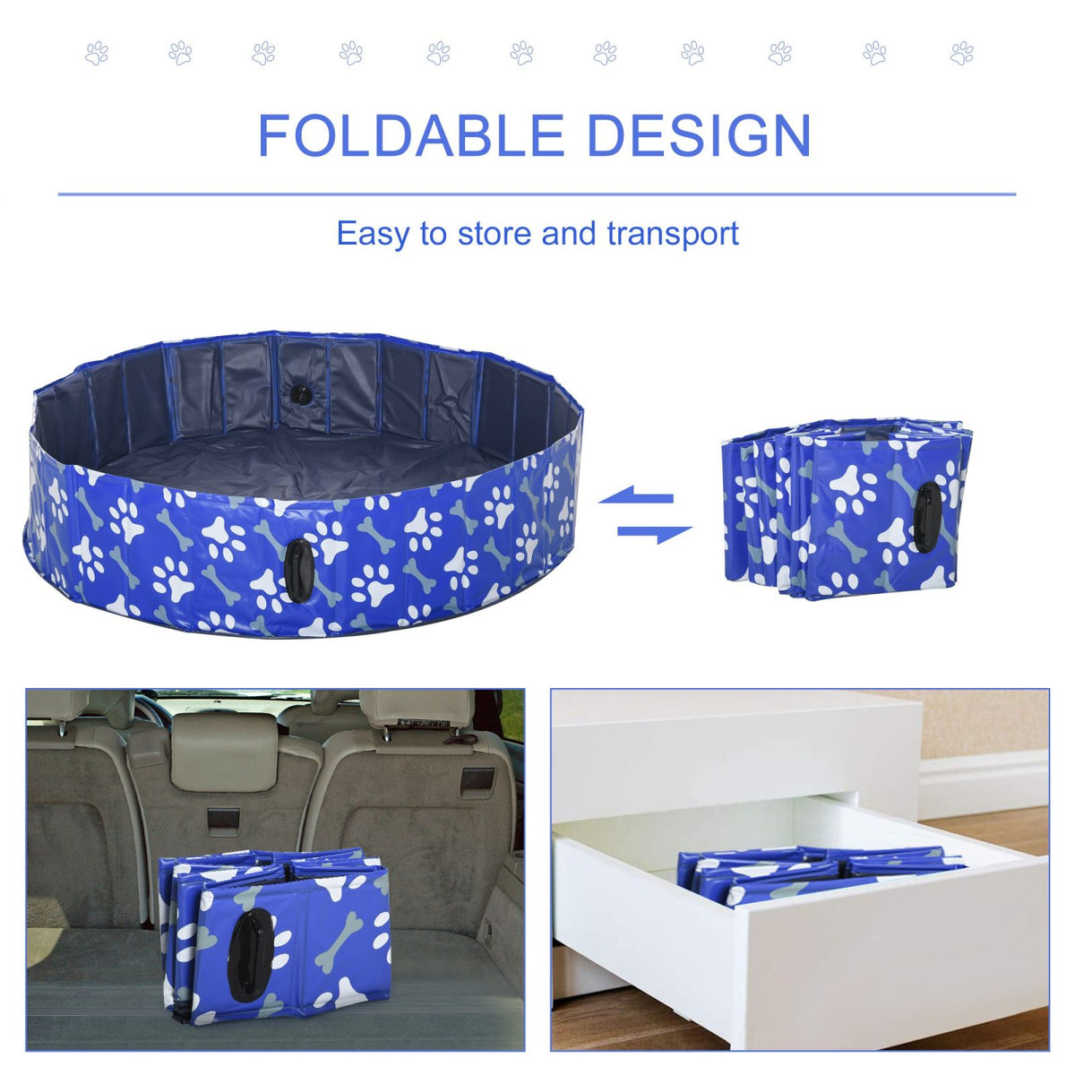 easycomfort easycomfort piscina rigida per cani taglia grande superiore a 65kg in plastica dura e antiscivolo per giardino o interni blu 140x30cm