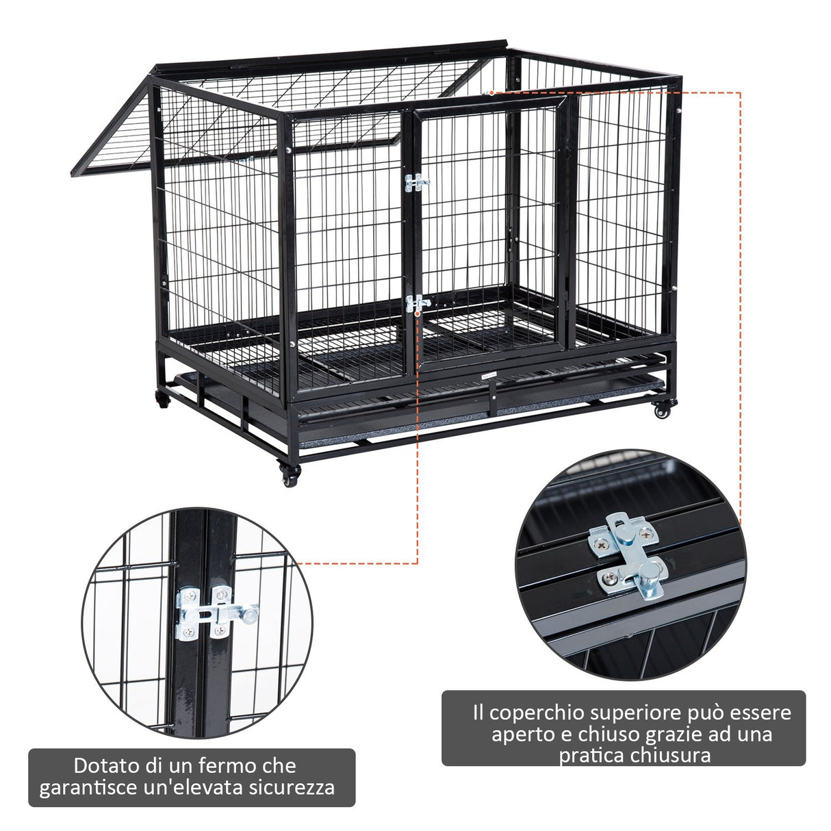 easycomfort easycomfort gabbia box per cani cuccioli da interno esterno con rotelle 92 62 75cm