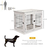 easycomfort casetta per cani fino 30kg da interno in legno e acciaio 58.5x81x 66cm bianco