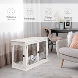 easycomfort casetta per cani fino 30kg da interno in legno e acciaio 58.5x81x 66cm bianco