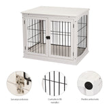 easycomfort casetta per cani fino 30kg da interno in legno e acciaio 58.5x81x 66cm bianco