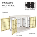 easycomfort casetta per cani fino 30kg da interno in legno e acciaio 58.5x81x 66cm bianco
