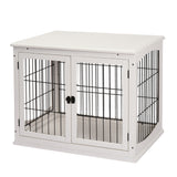 easycomfort casetta per cani fino 30kg da interno in legno e acciaio 58.5x81x 66cm bianco