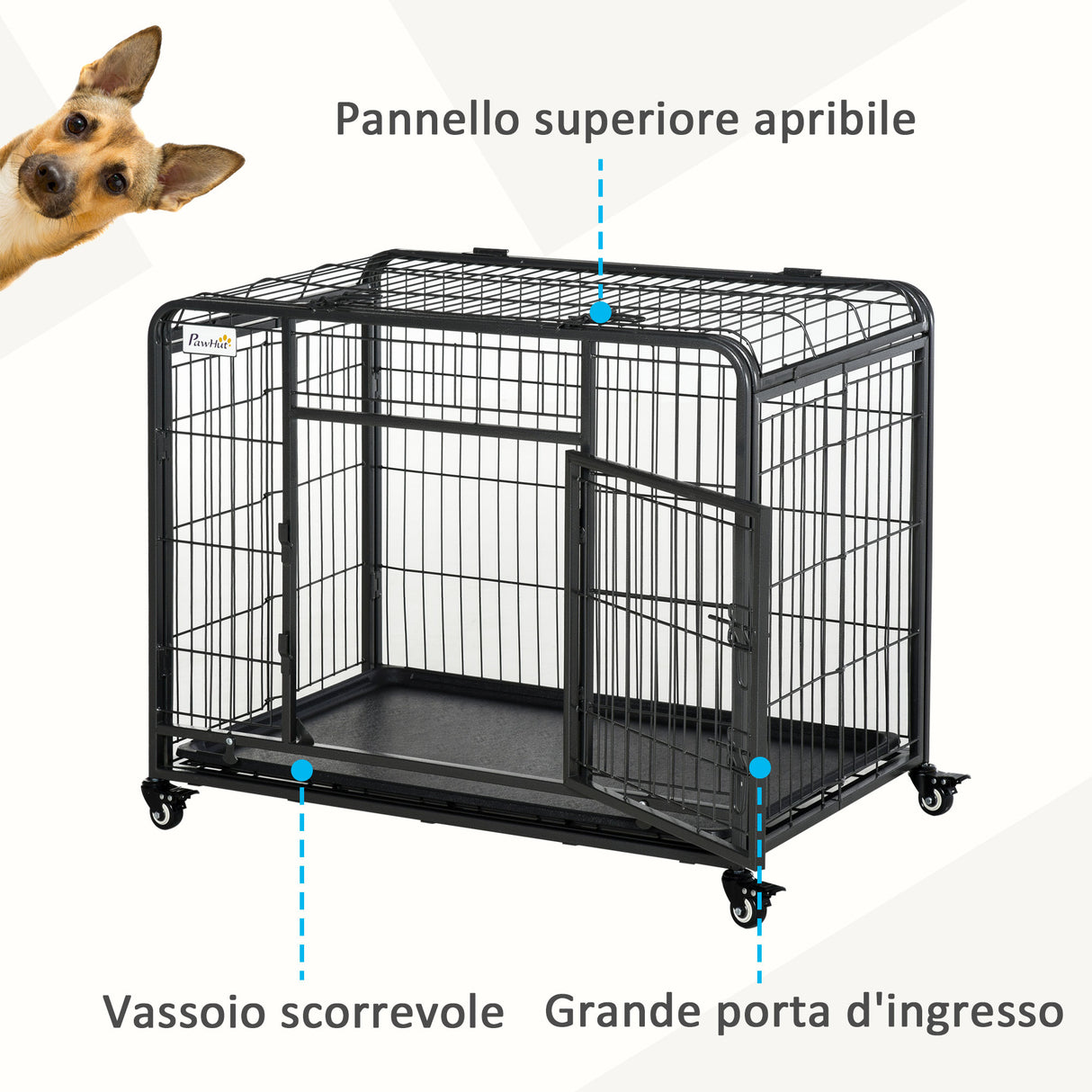easycomfort easycomfort kennel per cani pieghevole porta con blocco 4 ruote fondo rimovibile