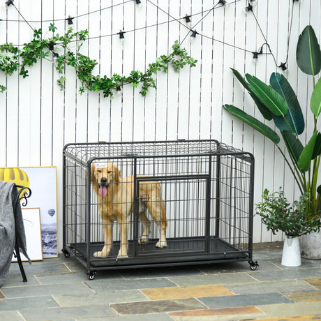 easycomfort easycomfort kennel gabbia per cani pieghevole con freno e fondo rimovibile grigio