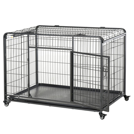 easycomfort easycomfort kennel gabbia per cani pieghevole con freno e fondo rimovibile grigio
