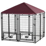 easycomfort easycomfort recinto per cani da esterno con serratura 2 ciotole girevoli e copertura rimovibile nero e rosso
