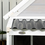 easycomfort easycomfort cuccia per cani da esterno in legno e pvc con portico e finestre 126x118x105cm grigio