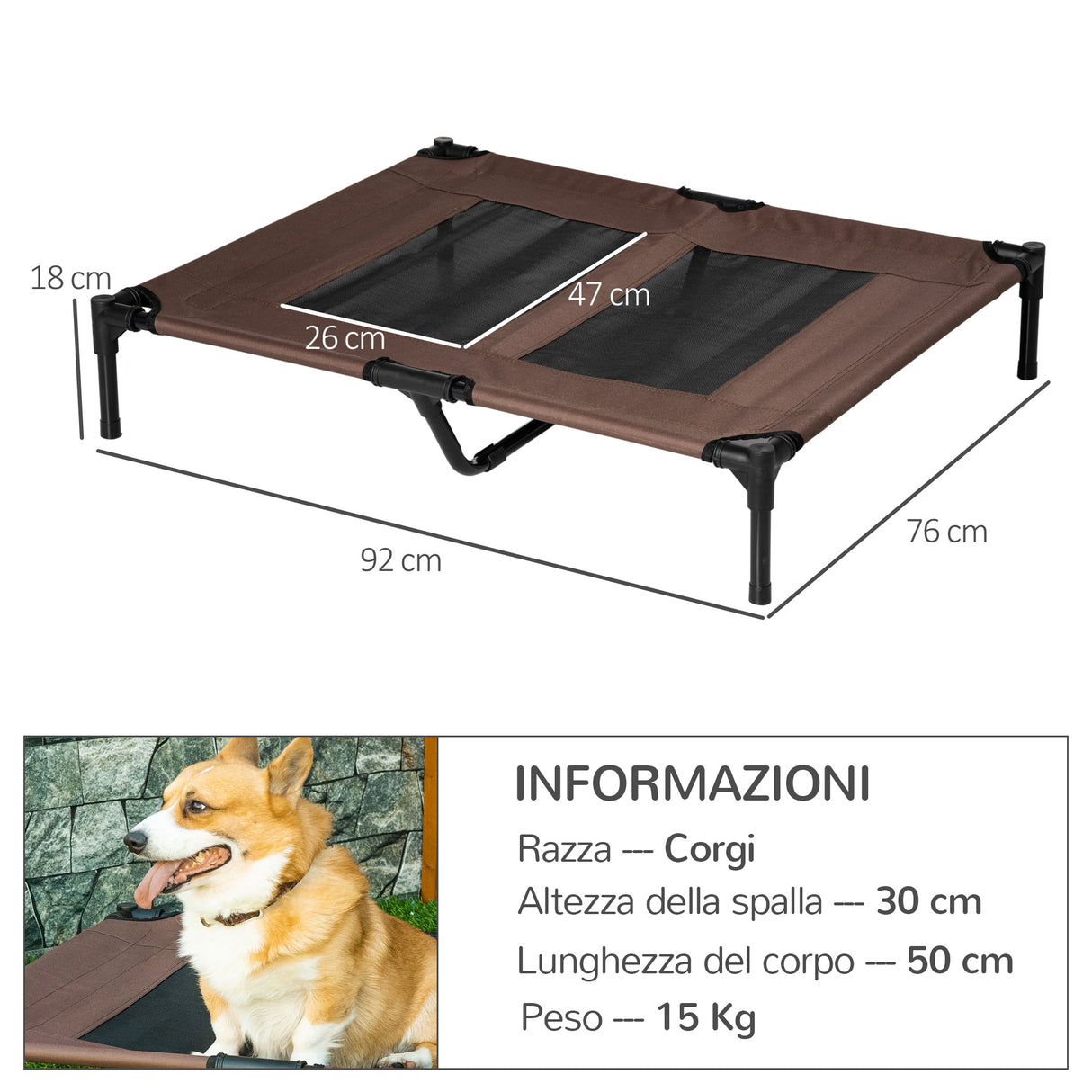 easycomfort easycomfort brandina per cani grandi pieghevole metallo e tessuto oxford traspirante