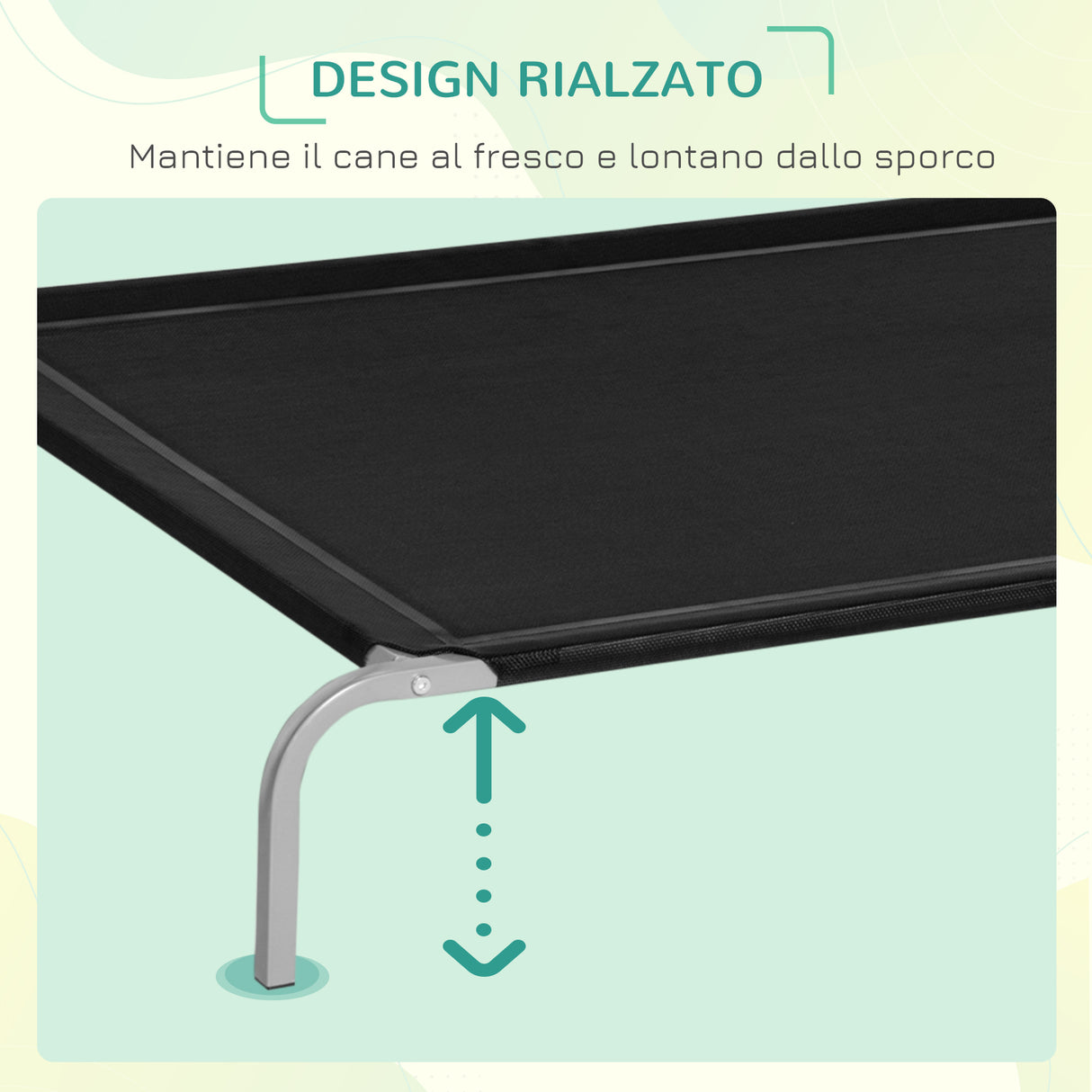 easycomfort lettino per cani da interno ed esterno capacita fino a 32kg con tessuto traspirante 130x90x20cm nero