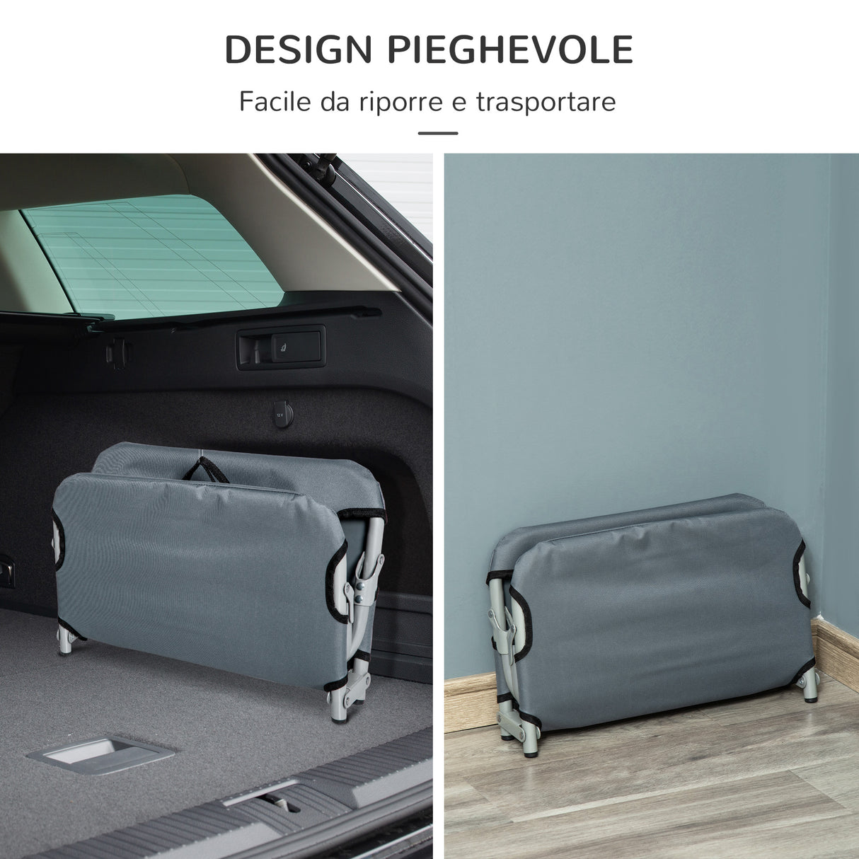 easycomfort easycomfort lettino per cani pieghevole in acciaio e tessuto oxford per interni ed esterni 59x46x15 cm grigia