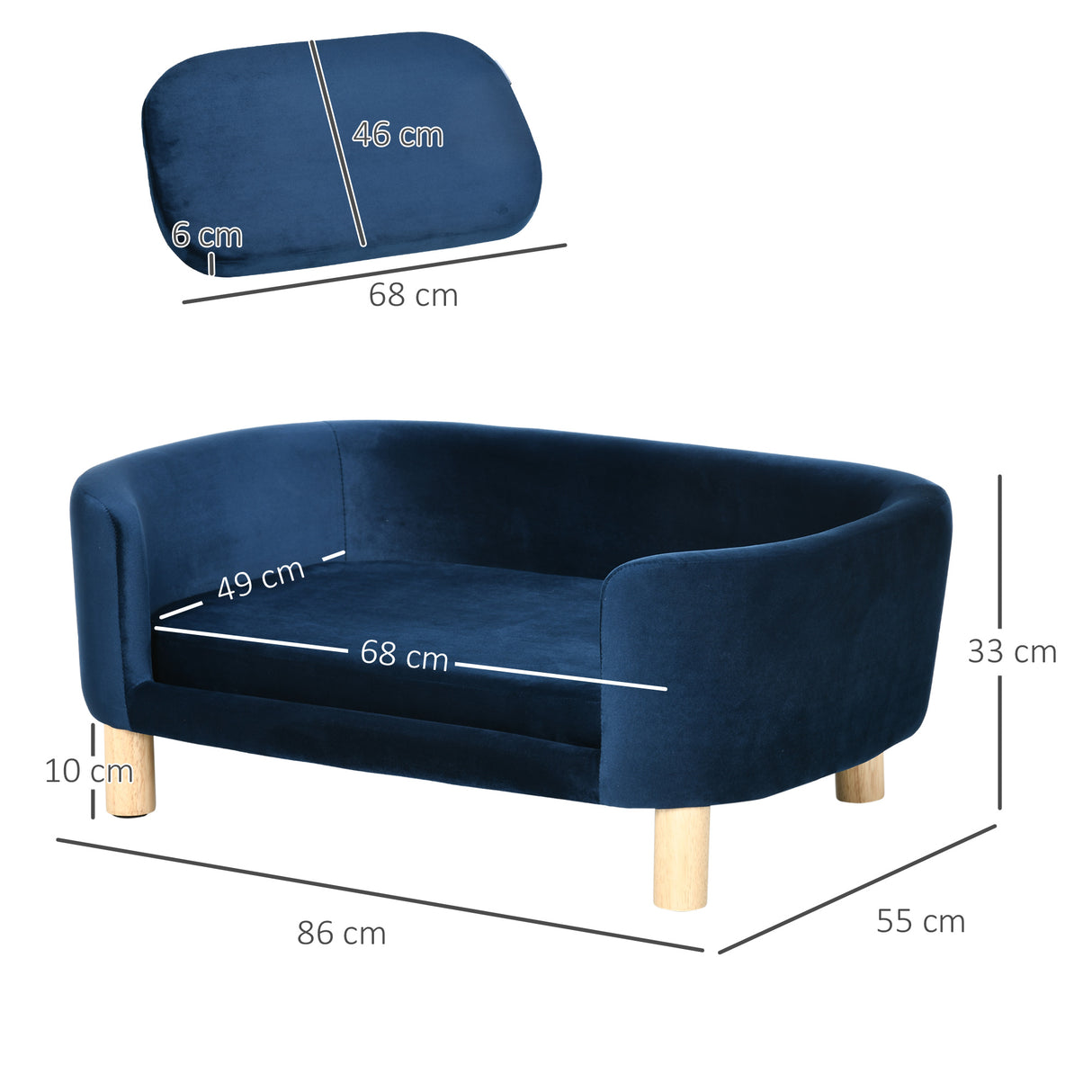 easycomfort cuccia da interni divano per gatti o cani di taglia piccola e media in velluto blu
