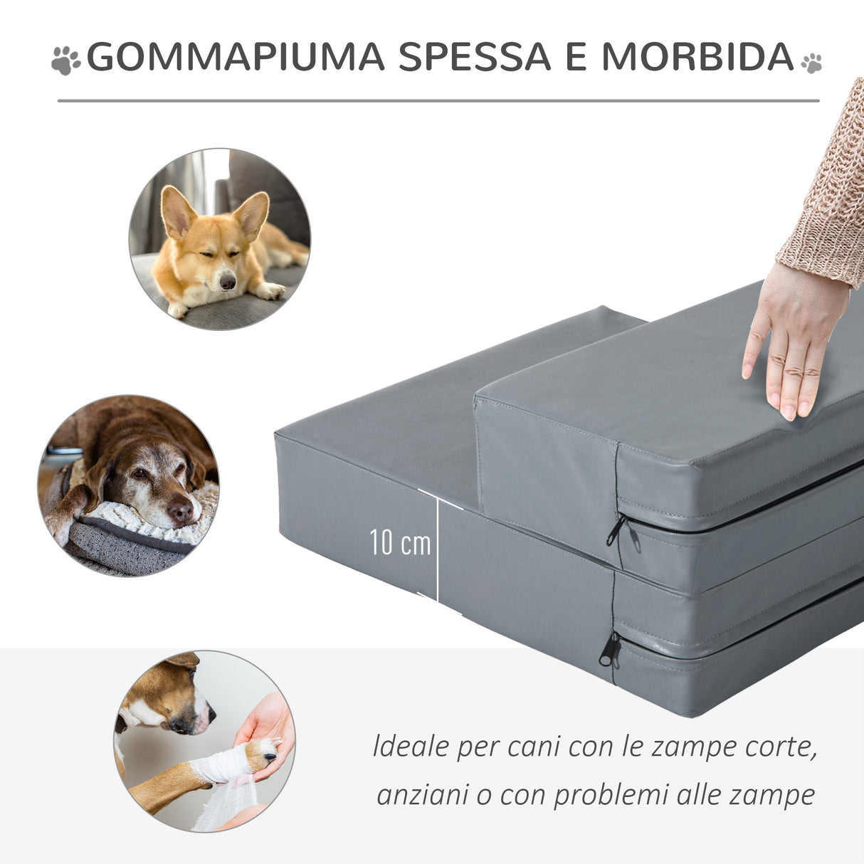 easycomfort easycomfort scaletta per cani materassino 2 in 1 in pu e gommapiuma 45x39x20cm grigio