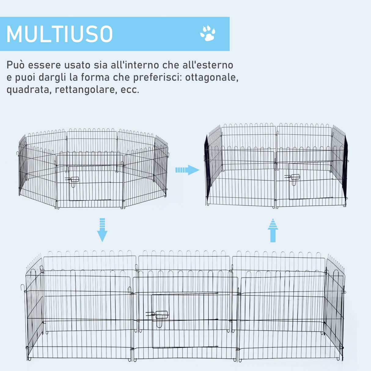 easycomfort easycomfort recinto per animali gatti cani cuccioli gabbia in acciaio 158 x 61cm nero