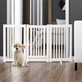 easycomfort cancellino per cani pieghevole a 3 pannelli porta centrale con blocco struttura in mdf 155x76cm bianco