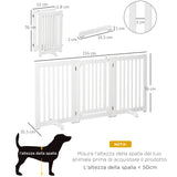 easycomfort cancellino per cani pieghevole a 3 pannelli porta centrale con blocco struttura in mdf 155x76cm bianco