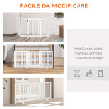 easycomfort cancellino per cani pieghevole a 3 pannelli porta centrale con blocco struttura in mdf 155x76cm bianco
