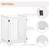 easycomfort cancellino per cani pieghevole a 3 pannelli porta centrale con blocco struttura in mdf 155x76cm bianco