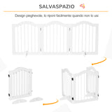 easycomfort cancellino per cani pieghevole a 3 sezioni in legno 154.5x29.5x61cm bianco